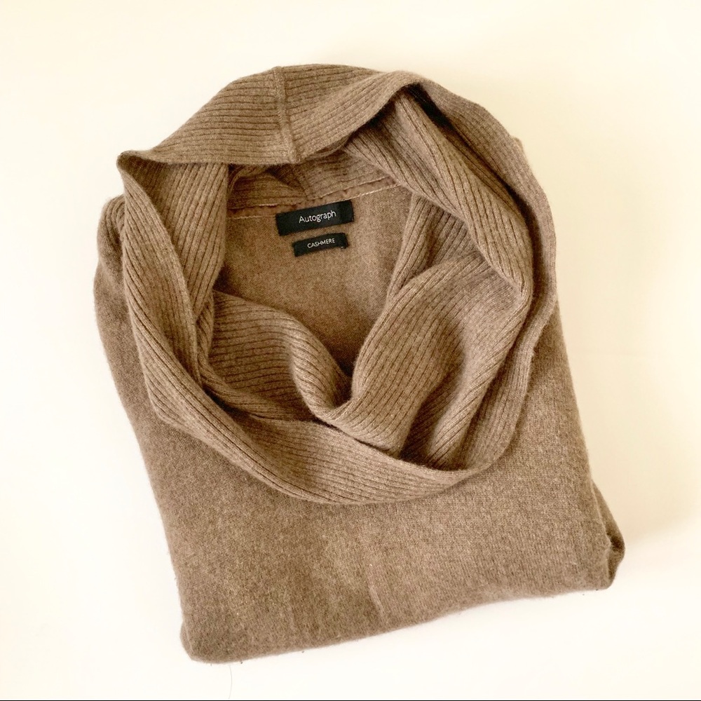 NWOT Autograph Light Brown Cashmere Cowl Sweater